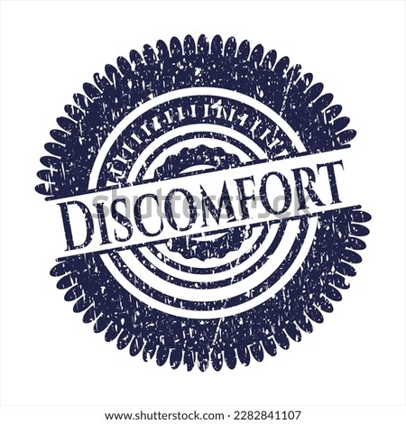 Blue Discomfort distressed rubber stamp with grunge texture. 