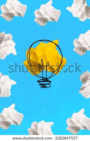 Painting picture template collage of lightbulb yellow paper solving problem brilliant idea concept about recycling trash