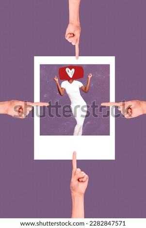 Artwork image template collage of many followers pointing hand bloggers popular post approve like heart reaction