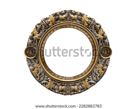round medieval golden frame isolated on white background Royalty-Free Stock Photo #2282882783