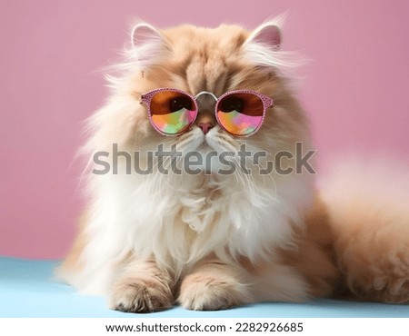 Fairy Kei style ragdoll cat in the fashionable design, wearing eyeglasses Royalty-Free Stock Photo #2282926685