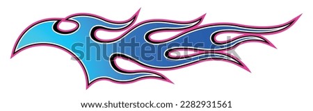 Blue flame electric sport car speed decal vinyl sticker. Racing car tribal fire flames vector art graphic.