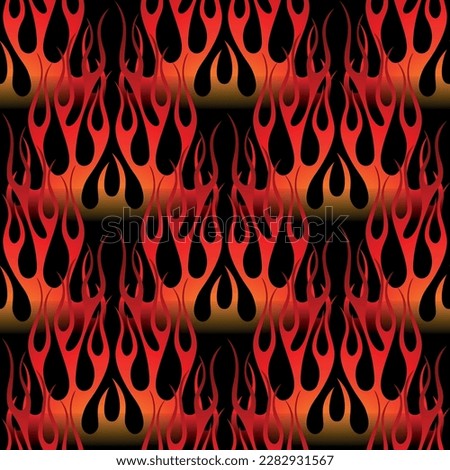 Fire flames seamless pattern vector illustration. Vector fire seamless background for wallpaper, wrapping, packaging, fabric and textile design.