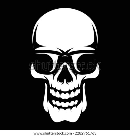 Skull Sunglass Black and White Mascot Design
