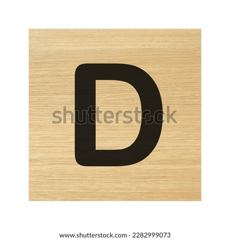 Capital D wood block on white with clipping path