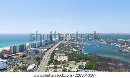 Aerial view of Orange Beach, Alabama on a sunny day in March 2023