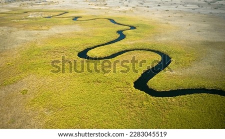 Okavango Delta Landscape - flight over the delta - Botswana Royalty-Free Stock Photo #2283045519