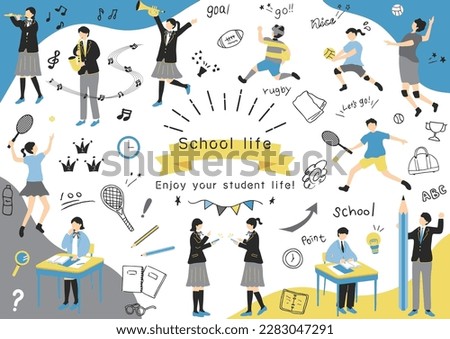 Illustration Set of People Enjoying School Life
