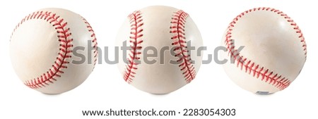 Used Baseball balls with seams showing isolated on white background. Clipping path