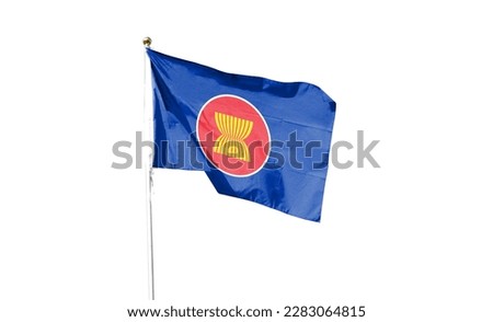 ASEAN flag in the cloudy sky. waving in the sky Royalty-Free Stock Photo #2283064815