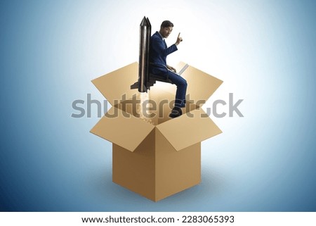 Think out of box concept with businessman