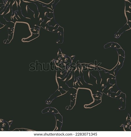 Seamless pattern of cute cat design as fun cartoon.