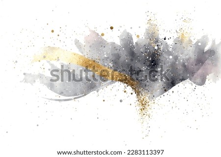 Minimalist gray marble canvas abstract painting background with gold texture.
