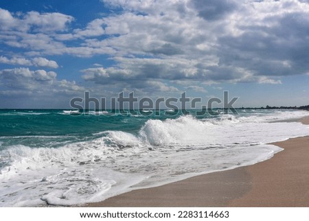 Varadero beach. Coast on atlantic ocean. Cuba 2019