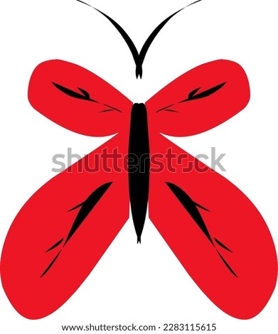 vector red butterfly on a white background.