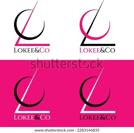 Ecommerce company productivity word and latter mark logo design - LC letter word logo - pink black logo set for websites set of 4 logo