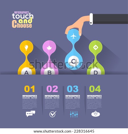 Flat Infographics Template and Web Elements - Business, Marketing Touch and Choose Concept Vector Design 