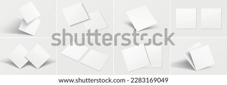 Mockup Set 8 pc. realistic square business card, gift card. Realistic blank business card with shadow for your design. Vector illustration EPS 10	 Royalty-Free Stock Photo #2283169049