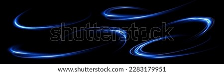 Set of abstract light lines of movement and speed. light blue ellipse. Brilliant galaxy. Glowing podium. Space tunnel. Light everyday glowing effect. semicircular wave, light vortex wake. Bright spira Royalty-Free Stock Photo #2283179951