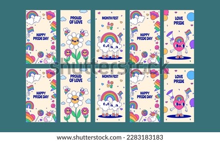 happy celebrate pride month day social media stories vector flat design Royalty-Free Stock Photo #2283183183