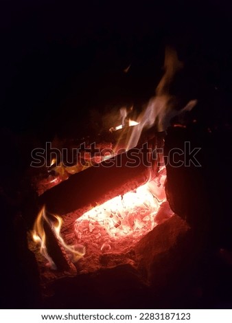 Stall fire, burning wood, coals, beautiful colors