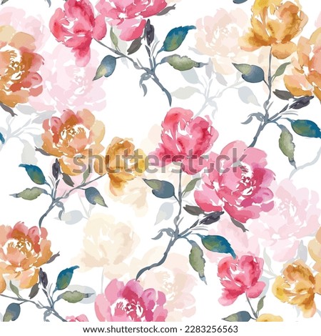 Colorful flowers and branchs whit shadow on a white backgeound. 