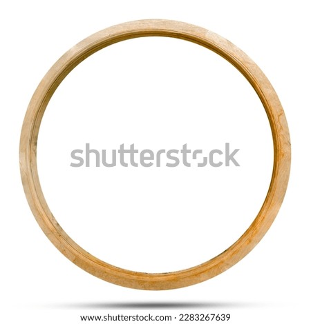 circular wooden frame, Circular wooden frame, large size for wall mounting, opening the wall for views or picture frames isolated on white background. Royalty-Free Stock Photo #2283267639