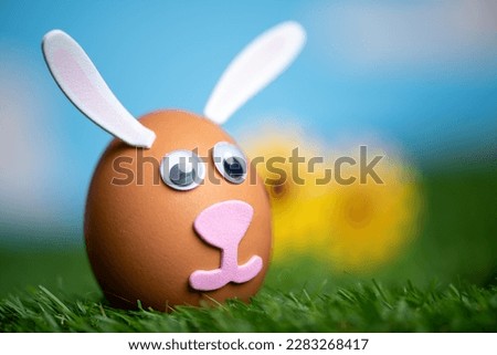 Easter egg bunny at spring time