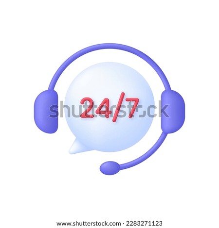 3D Call center. Support service icon, customer consultation hotline, call center help. Trendy and modern vector in 3d style. Royalty-Free Stock Photo #2283271123