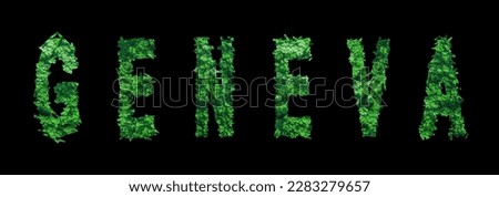 Geneva lettering, Geneva Forest Ecology Concept on Black, Clipping Path