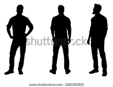 silhouette of a man from front, profile and back with plaid shirt Royalty-Free Stock Photo #2283302825