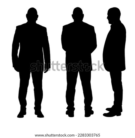 silhouette of a same man front back and profile on white background Royalty-Free Stock Photo #2283303765