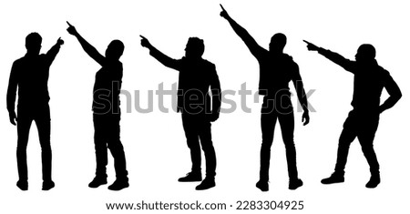 silhouette of a  group of men pointing on white background