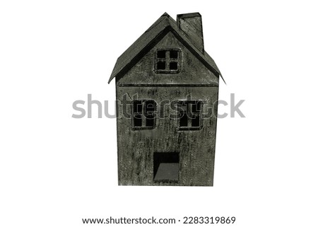 decorative metal house isolated on white background