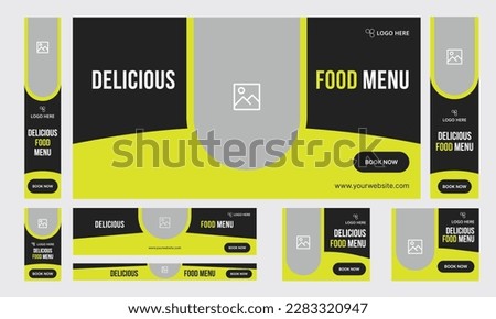 Delicious food menu set of web banner template design for social media posts, editable vector eps 10 file format