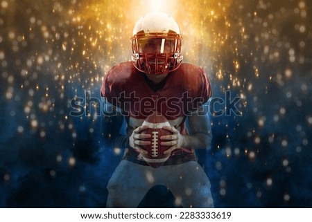 American football player teenager. Banner template for bookmaker ads. Mockup for betting advertisement. Sports betting, football betting, gambling, bookmaker, big win
