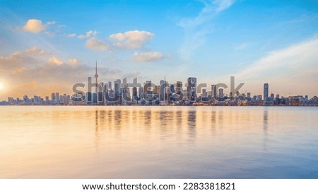 Downtown Toronto city skyline, cityscape of Canada at sunset