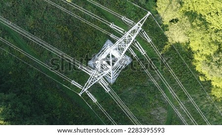 Power Lines as Seen From Above By A Drone Royalty-Free Stock Photo #2283395593