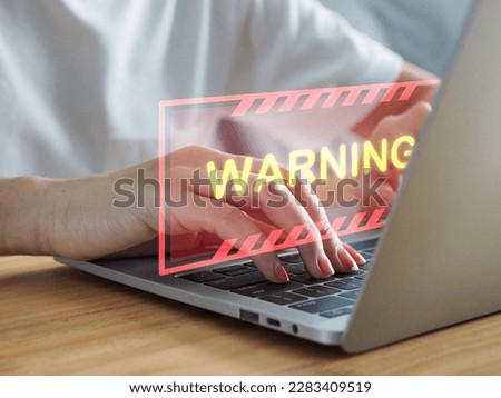computer hack warning Malicious software. Virus. Businessman showing attack sign. cyber on computer network Accessing malicious websites