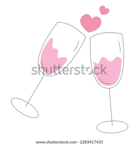 Champagne glass love illustration vector graphic perfect for couple