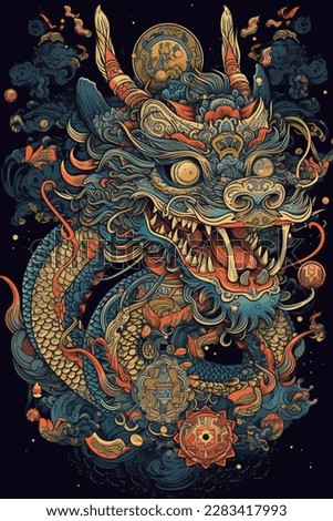 Dragon head in chinese guochao style