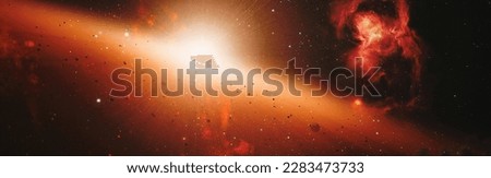 Stars of a planet and galaxy in a free space . Bright Star Nebula. Distant galaxy. Abstract image. Elements of this image furnished by NASA.