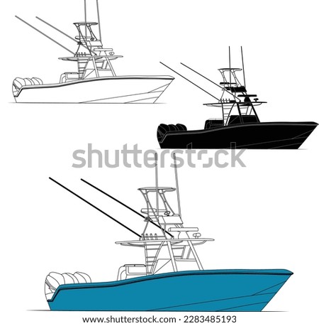 Fishing boat vector graphic, best fishing boat vector Fishing Boat Illustration Printable Vector Design.