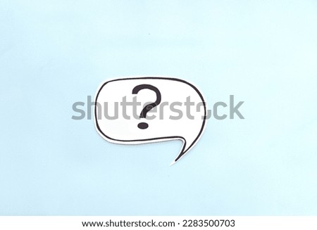 Top view question mark on speech bubbles on blue background. Ask question concept