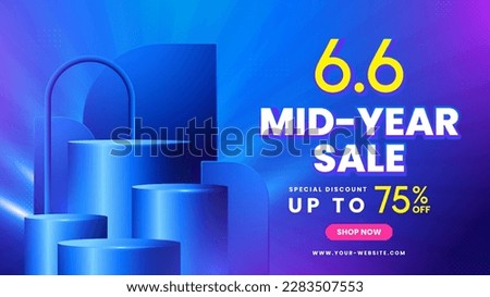 Mid Year Sale 6.6 mega sale banner blue background