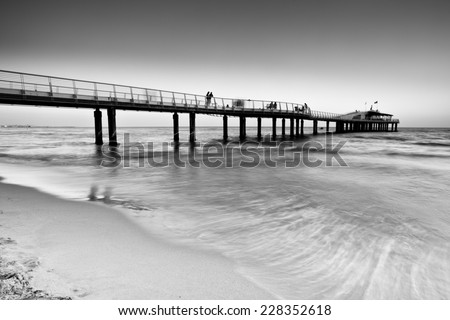 The jetty of Lido di Camaiore in the evening, Tuscany, Italy. 