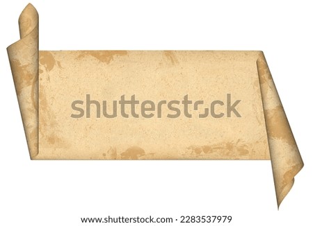 Abstract paper rolls of old, weathered grunge paper with plenty of space for text or copy. Vintage paper blank surface isolated on a white background.