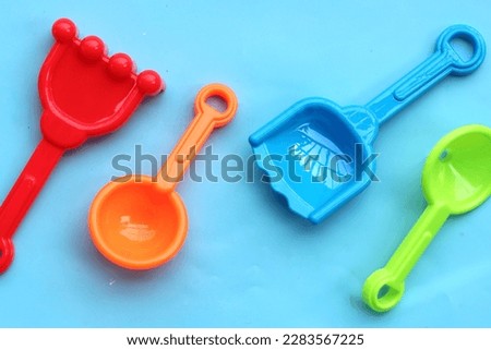 Plastic toys, Sand playing tools for children Royalty-Free Stock Photo #2283567225