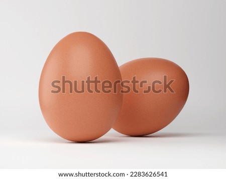 Two fresh chicken egg shots on white background Royalty-Free Stock Photo #2283626541