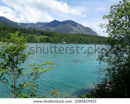 Idyll on a blue lake in the mountains in south germany